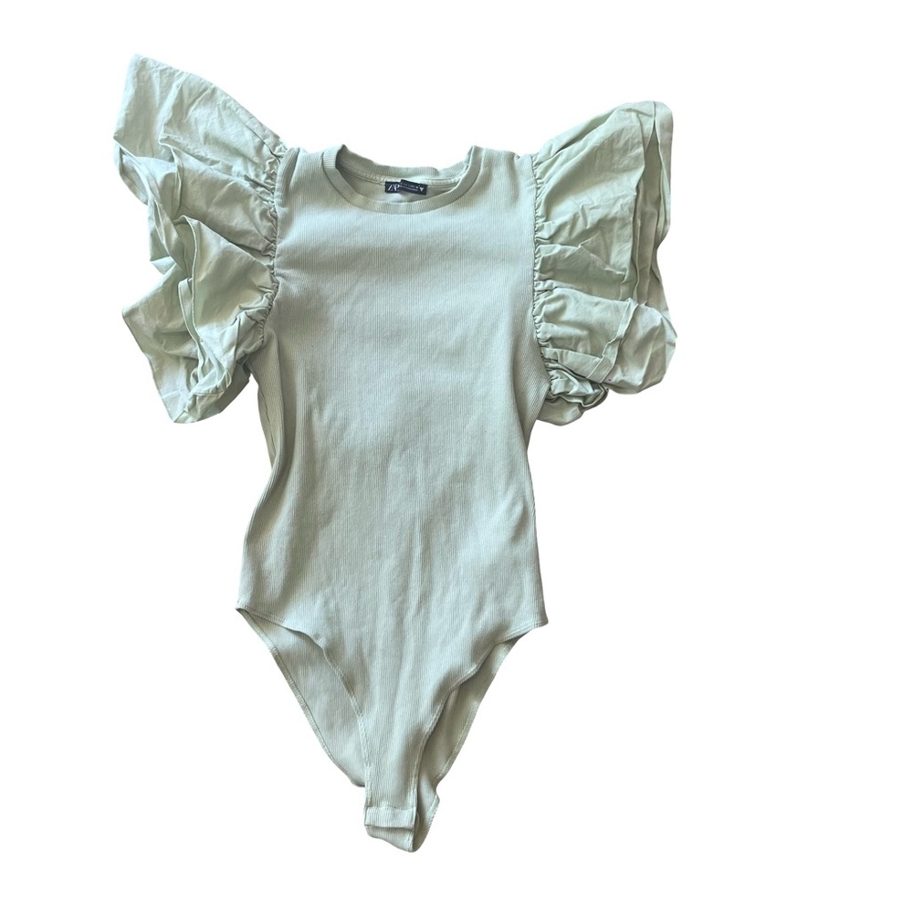Zara Ribbed Puff Sleeve Bodysuit
